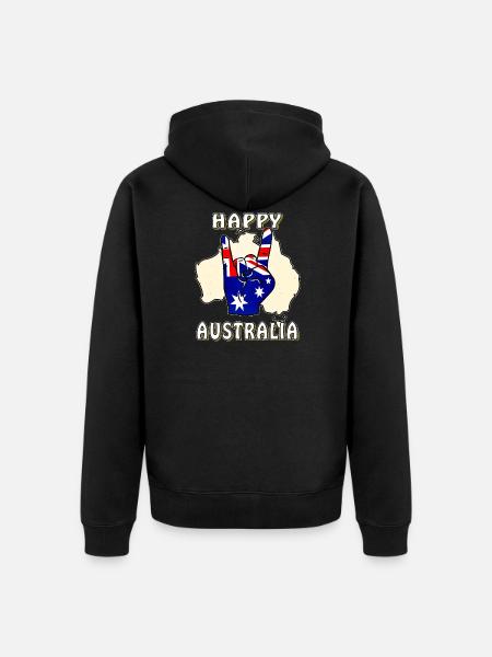 HAPPY AUSTRALIA - Unisex Premium Organic Zip Hoodie - black