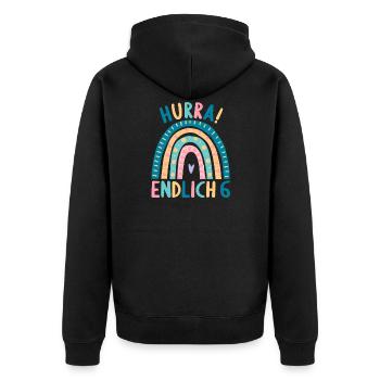 6 Jahre Geburtstagskind Regenbogen 6. Geburtstag - Unisex Premium Bio Zip Hoodie - Schwarz - Hinten - Nico (187cm)