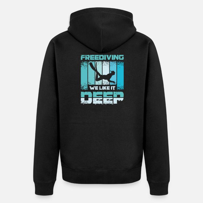 Freediving we like it deep - Unisex Premium Bio Zip Hoodie - Schwarz