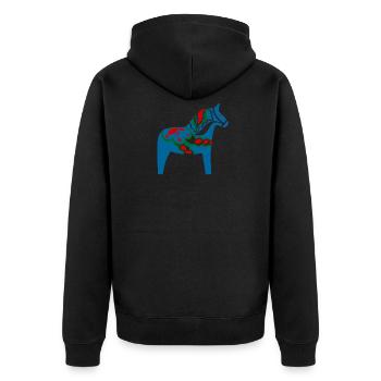 Schwedisches Dala-Pferd Schweden Blaues Dalarna-Pferd Desig - Unisex Premium Bio Zip Hoodie - Schwarz - Hinten - Nico (187cm)