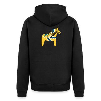 Schwedisches Dala-Pferd Schweden Gelbes Dalecarlian-Pferd - Unisex Premium Bio Zip Hoodie - Schwarz - Hinten - Nico (187cm)