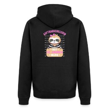 Auftragschiller 30 Jahre 30. Geburtstag Faultier - Unisex Premium Bio Zip Hoodie - Schwarz - Hinten - Nico (187cm)
