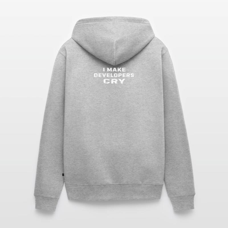 QA Engineer Funny I Make Developers Cry Programmin Veste à capuche bio Premium Unisexe