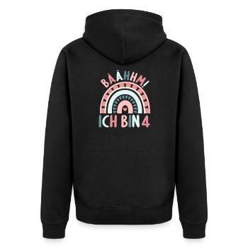 4 Jahre Geburtstagskind Regenbogen 4. Geburtstag - Unisex Premium Bio Zip Hoodie - Schwarz - Hinten - Nico (187cm)