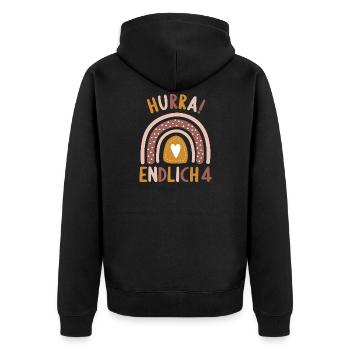 4 Jahre Geburtstagskind Regenbogen 4. Geburtstag - Unisex Premium Bio Zip Hoodie - Schwarz - Hinten - Nico (187cm)