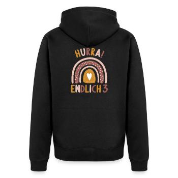 3 Jahre Geburtstagskind Regenbogen 3. Geburtstag - Unisex Premium Bio Zip Hoodie - Schwarz - Hinten - Nico (187cm)