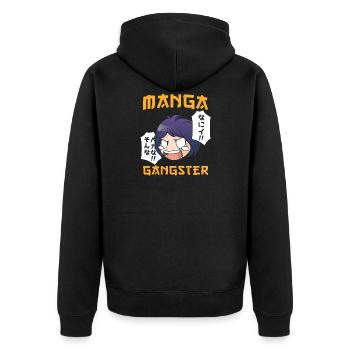 Manga Gangster - Unisex Premium Organic Zip Hoodie - black - Back - Nico (187cm)
