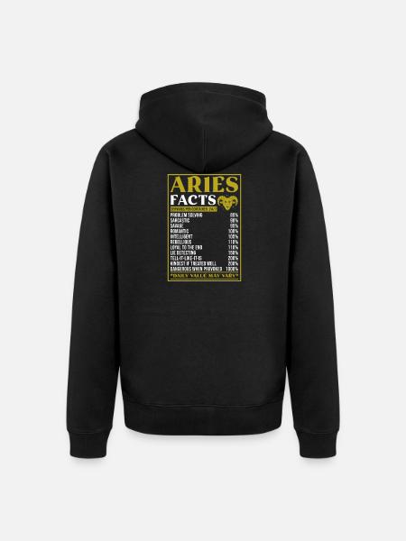 Widder Sternzeichen Geschenk Fakten - Unisex Premium Bio Zip Hoodie - Schwarz