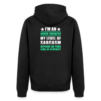 Audio Ingenieur Tontechniker Geschenk - Unisex Premium Bio Zip Hoodie - Schwarz - Hinten - Nico (187cm)