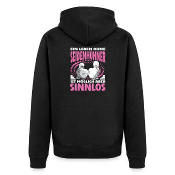 Seidenhühner japanisches Seidenhuhn Hühnerhalter - Unisex Premium Bio Zip Hoodie - Schwarz - Hinten - Nico (187cm)