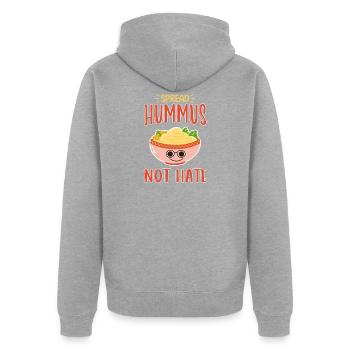 Vegan Hummus Spread - Unisex Premium Organic Zip Hoodie - heather grey - Back - Nico (187cm)