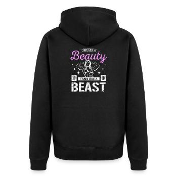 Ressemblez à une beauté, entraînez-vous comme une bête - Veste à capuche bio Premium Unisexe - noir - Dos - Nico (187cm)