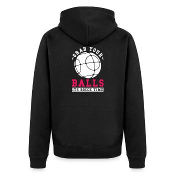 Pétanque Boule Prenez vos balles c’est l’heure de la pétanque - Veste à capuche bio Premium Unisexe - noir - Dos - Nico (187cm)