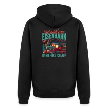 Nur noch eine Eisenbahn Dampflok Modeleisenbahn - Unisex Premium Bio Zip Hoodie - Schwarz - Hinten - Nico (187cm)
