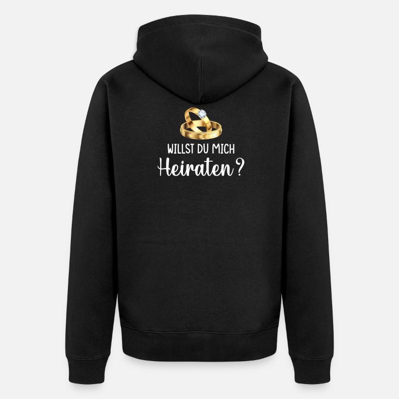 Willst du mich heiraten - Unisex Premium Bio Zip Hoodie - Schwarz