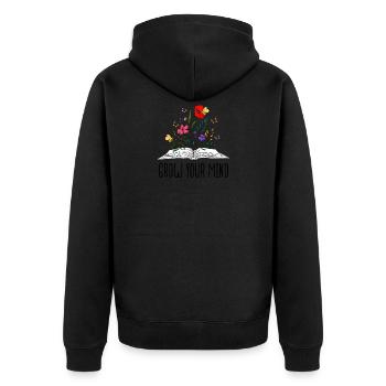 Buchen Sie mit Blumen Bienen und Schmetterlinge - Wachsen Sie Ihre - Unisex Premium Bio Zip Hoodie - Schwarz - Hinten - Nico (187cm)