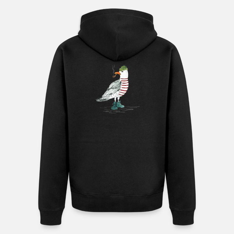 PLATTDEUTSCHER SPRUCH MIT MÖWE - Unisex Premium Bio Zip Hoodie - Schwarz