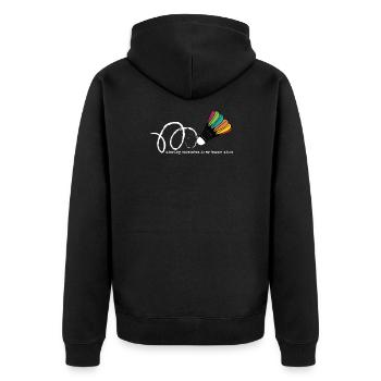 Glückliches Badminton - Unisex Premium Bio Zip Hoodie - Schwarz - Hinten - Nico (187cm)