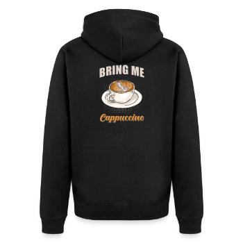 Cappuccino - Unisex Premium Bio Zip Hoodie - Schwarz - Hinten - Nico (187cm)