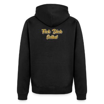 Fick dich selbst - Unisex Premium Bio Zip Hoodie - Schwarz - Hinten - Nico (187cm)