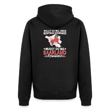 Saarland Saarländer Schwenker Schwenkgrill - Unisex Premium Bio Zip Hoodie - Schwarz - Hinten - Nico (187cm)