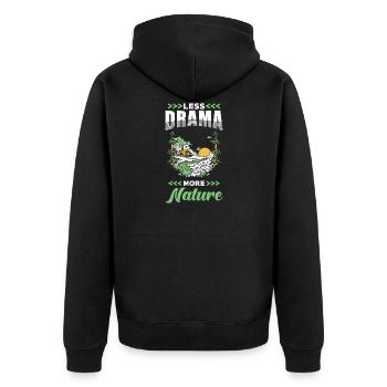 Natur - Unisex Premium Bio Zip Hoodie - Schwarz - Hinten - Nico (187cm)