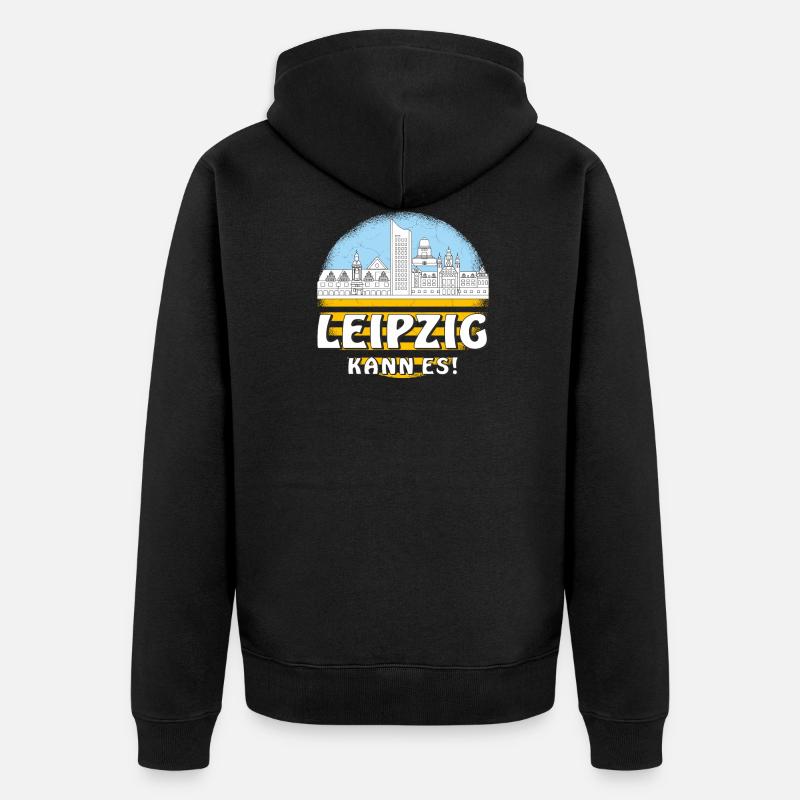 LEIPZIG KANN ES - Unisex Premium Bio Zip Hoodie - Schwarz