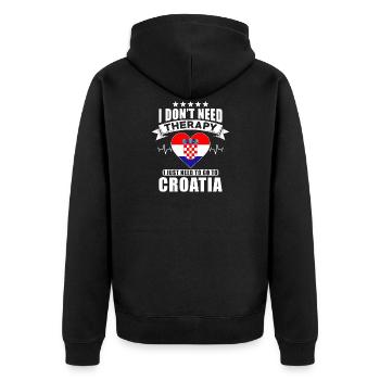 Croatia I do not need Therapy - Unisex Premium Organic Zip Hoodie - black - Back - Nico (187cm)