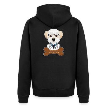 Veterinary Maltese Trust Me Im A Dogtor - Unisex Premium Bio Zip Hoodie - Schwarz - Hinten - Nico (187cm)