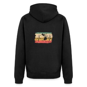 Skateboard Skater Herzschlag EKG Retro Vintage Ges - Unisex Premium Bio Zip Hoodie - Schwarz - Hinten - Nico (187cm)