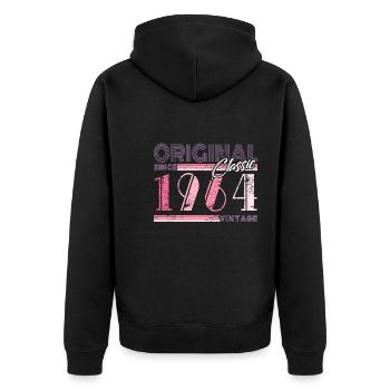 60. Geburtstag 2024 Feier best of Jahrgang 1964 - Unisex Premium Bio Zip Hoodie - Schwarz - Hinten - Nico (187cm)