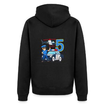 5 Geburtstag Polizei Auto 5 Jahre alt Polizist - Unisex Premium Bio Zip Hoodie - Schwarz - Hinten - Nico (187cm)