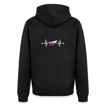 Slowenen Herzschlag Slowenien - Unisex Premium Bio Zip Hoodie - Schwarz - Hinten - Nico (187cm)