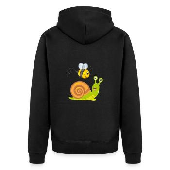 Happy bee and snail are best friends - Unisex Premium Organic Zip Hoodie - black - Back - Nico (187cm)