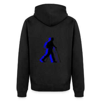 Marche Nordique Homme Icône - Veste à capuche bio Premium Unisexe - noir - Dos - Nico (187cm)