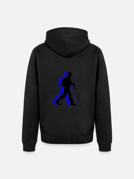 Nordic Walking Man Icon - Unisex Premium Organic Zip Hoodie - black