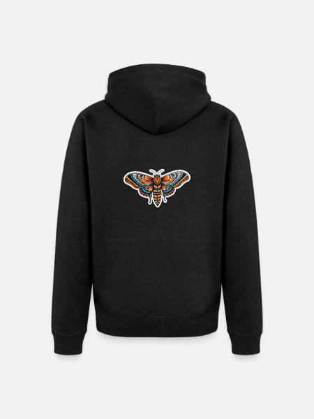 Moth Neo Traditional - Unisex Premium Organic Zip Hoodie - black