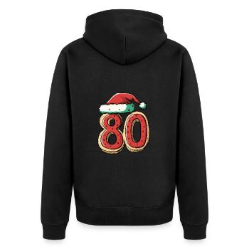 80 Zahl Weihnachten - Unisex Premium Bio Zip Hoodie - Schwarz - Hinten - Nico (187cm)