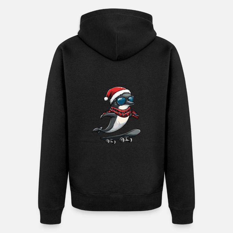 Dauphin Noël Drôle - Veste à capuche bio Premium Unisexe - noir