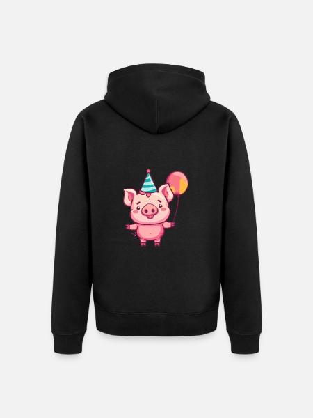 Cochon Anniversaire Bébé - Veste à capuche bio Premium Unisexe - noir