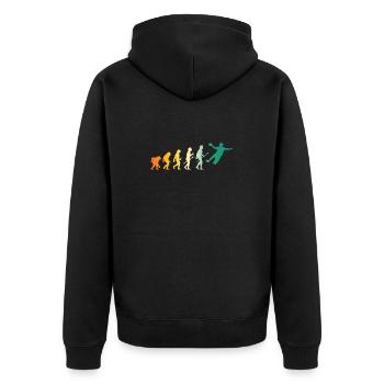 Handballer Evolution Handball - Unisex Premium Bio Zip Hoodie - Schwarz - Hinten - Nico (187cm)