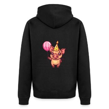 Schwein Geburtstag Baby Wildschwein - Unisex Premium Bio Zip Hoodie - Schwarz - Hinten - Nico (187cm)