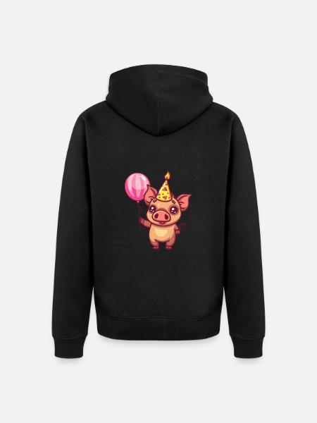 Cochon Anniversaire Bébé Sanglier - Veste à capuche bio Premium Unisexe - noir