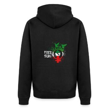 woman life freedom, vögel,iran,flagge,free iran - Unisex Premium Bio Zip Hoodie - Schwarz - Hinten - Nico (187cm)