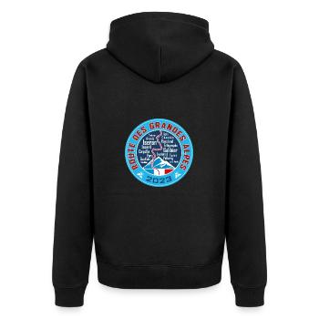Route des Grandes Alpes V3 | 2023 - Unisex Premium Bio Zip Hoodie - Schwarz - Hinten - Nico (187cm)