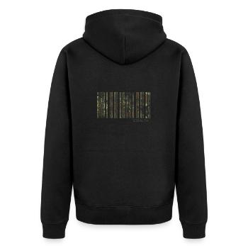 camoflage survival bushcraft prepper flecktarn - Unisex Premium Bio Zip Hoodie - Schwarz - Hinten - Nico (187cm)