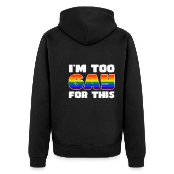 Rainbow Connection Étreinte, Joyeuse Fierté - Veste à capuche bio Premium Unisexe - noir - Dos - Nico (187cm)