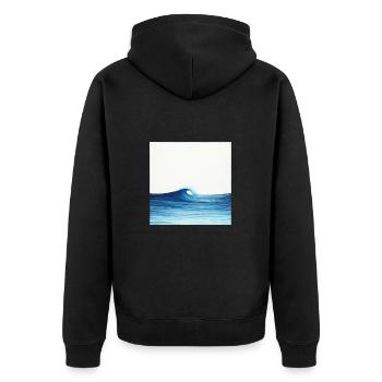 Ocean Wave - Unisex Premium Organic Zip Hoodie - black - Back - Nico (187cm)