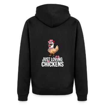 I Love My Chickens - Funny Chickens Cartoon - Unisex Premium Organic Zip Hoodie - black - Back - Nico (187cm)