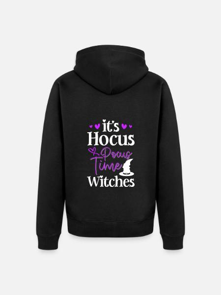 Witch Halloween Broom - Unisex Premium Organic Zip Hoodie - black